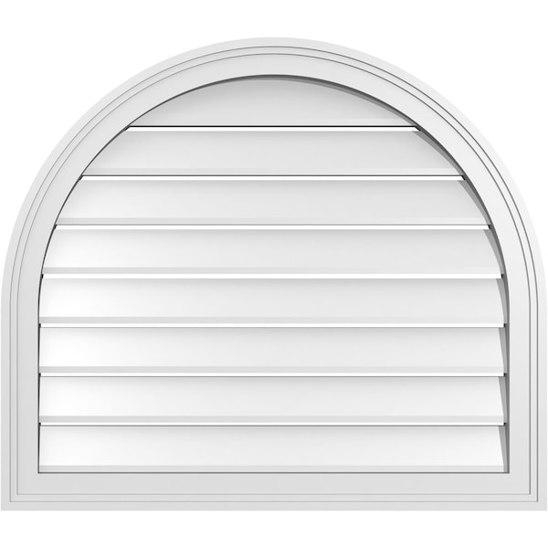 Ekena Millwork Round Top Surface Mount PVC Gable Vent: Functional, w/ 2"W x 1-1/2"P Brickmould Frame, 30"W x 26"H GVPRT30X2602SF - main